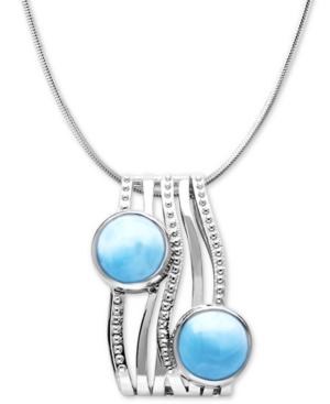 Marahlago Larimar Contemporary 21 Pendant Necklace In Sterling Silver