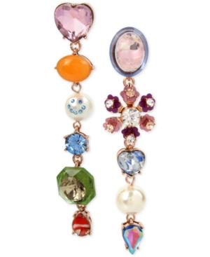 Betsey Johnson Gold-tone Multi-stone Mismatch Drop Earrings