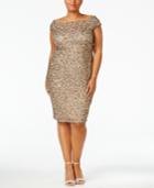 Adrianna Papell Plus Size Off-the-shoulder Sequined Dress