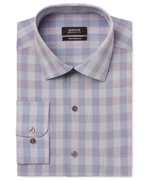Alfani Men's Performance Teal Oversized-gingham Dress Shirt, Only At Macy's