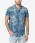 Buffalo David Bitton Men's Saoriden Tropical-print Denim Cotton Shirt