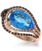 Bleu Rose By Effy Blue Topaz (6-1/2 Ct. T.w.) And Diamond (1/3 Ct. T.w.) Orbit Ring In 14k Rose Gold