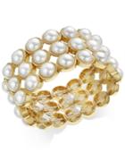 Charter Club Gold-tone Imitation Pearl Stretch Bracelet, Created For Macy's