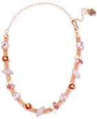 Betsey Johnson Rose Gold-tone Jeweled Mesh Choker Necklace