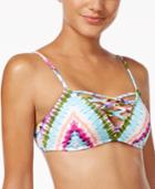 Bar Iii Dana Tie-dyed Strappy Bralette Bikini Top, Only At Macy's Women's Swimsuit