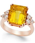 Citrine (5-1/2 Ct. T.w.) And Diamond (1/2 Ct. T.w.) Ring In 14k Gold