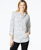 Style & Co. Sport Striped Cowl-neck Top, Only At Macy's