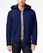 Kenneth Cole Soft Shell Bomber Jacket With Removable Hood