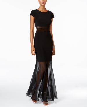 Nightway Petite Chiffon Illusion Mermaid Dress