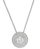 Eliot Danori Necklace, Silver-tone Crystal Cubic Zirconia Circle Pendant (1 Ct. T.w.)