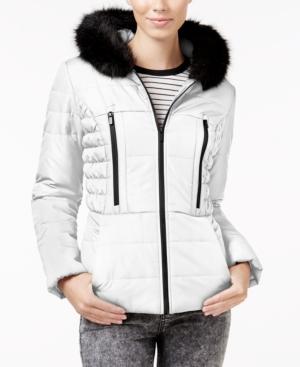 Celebrity Pink Juniors' Faux-fur-trim Hooded Puffer Coat