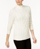 Charter Club Embellished Cable-knit Sweater, Created For Macy's