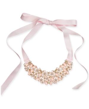 Inc International Concepts Stone & Crystal Flower Ribbon 28 Tie Necklace, Created For Macy's