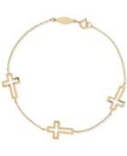 East-west Cross Chain Bracelet In 10k Gold