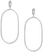 Vince Camuto Silver-toned Huggie Drop Oval Earrings