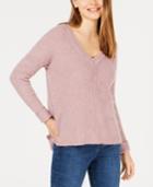 Hippie Rose Juniors' Mossy Ribbed-knit Tunic Top