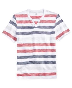 Inc International Concepts Men's Muscles Mentor Stripe Split-neck T-shirt, Only At Macy's