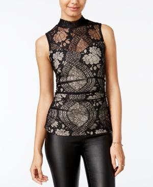 Bcx Juniors' Lace Mock-neck Top