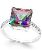 Mystic Topaz (5-1/2 Ct. T.w.) And Diamond (1/10 Ct. T.w.) Statement Ring In 14k White Gold