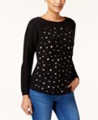 Style & Co Star-embroidered Sweater, Created For Macy's