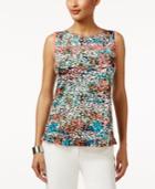 Ny Collection Petite Printed Ruffle-hem Top