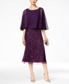 J Kara Beaded Capelet Midi Dress