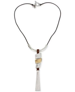Robert Lee Morris Soho Two-tone Geometric Long Pendant Necklace