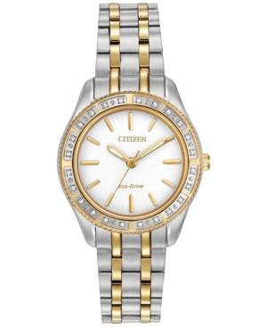 Citizen Women's Eco-drive Diamond Accent Two-tone Stainless Steel Bracelet Watch 29mm Em0244-55a