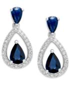 Sterling Silver Earrings, Sapphire (1-3/4 Ct. T.w.) And Diamond (1/5 Ct. T.w.) Pear-shaped Drop Earrings