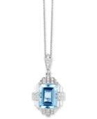 Effy Aquamarine (2-9/10 Ct. T.w.) & Diamond (1/8 Ct. T.w.) 18 Pendant Necklace In 14k White Gold