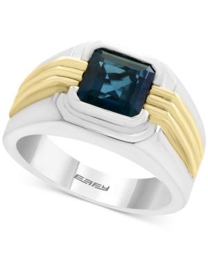 Effy Men's London Blue Topaz Two-tone Ring (2-3/4 Ct. T.w.) In Sterling Silver And 14k Gold