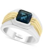Effy Men's London Blue Topaz Two-tone Ring (2-3/4 Ct. T.w.) In Sterling Silver And 14k Gold