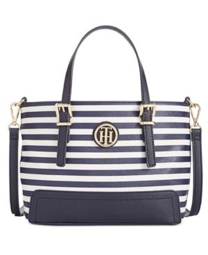 Tommy Hilfiger Honey Saffiano Striped Small Tote