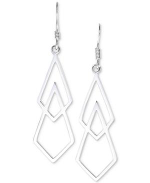 Unwritten Open Geometric Drop Earrings In Sterling Silver