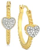 Victoria Townsend Diamond Heart Hoop Earrings (1/4 Ct. T.w.) In 18k Gold-plated Sterling Silver