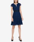 Tommy Hilfiger Cap-sleeve Lace Fit & Flare Dress