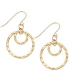 Hammered Double Hoop Earrings In 10k Gold