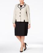 Le Suit Plus Size Contrast Three-button Skirt Suit