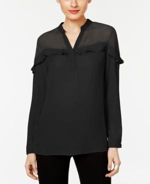 Ny Collection Ruffled Illusion Top