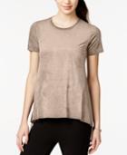 Bar Iii Faux-suede High-low Top