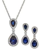 2-pc. Set Lab-created Sapphire (4-1/2 Ct. T.w.) & White Sapphire (5/8 Ct. T.w.) Pendant Necklace & Matching Drop Earrings In Sterling Silver