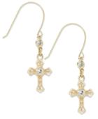 10k Gold Earrings, Cross Drop Earrings