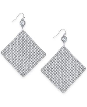 Thalia Sodi Silver-tone Crystal Mesh Drop Earrings, Created For Macy's