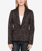 Tommy Hilfiger Leopard-print One-button Blazer, Created For Macy's
