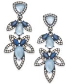 Inc International Concepts Hematite-tone Pave & Blue Stone Openwork Drop Earrings, Created For Macy's