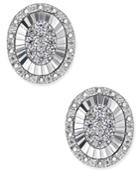 Diamond Oval Miracle Plate Cluster Stud Earrings (1/3 Ct. T.w.) In 14k White Gold