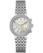 Bulova Women's Chronograph Maiden Lane Diamond Accent Stainless Steel Bracelet Watch 30mm 96r204
