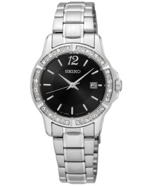 Seiko Women's Crystal Dress Stainless Steel Bracelet Watch 28mm Sur719