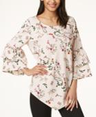 Alfani Printed Tiered-sleeve Top, Created For Macy's