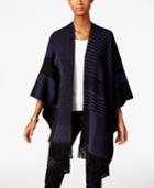 Style & Co. Striped Fringe Poncho, Only At Macy's